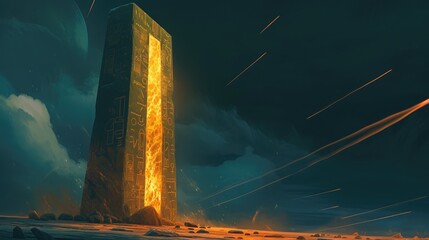 Timeless Enigma: Unraveling the Mysteries of the Ancient Obelisk - obrazy, fototapety, plakaty