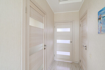 standard room interior apartment. room doors, renovation corridor lobby entrance hall