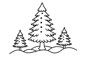 Obraz premium christmas trees set &un-sapin-en-neig--entour--de-petits-sapins vector illustration