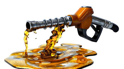 fuel nozzle provides oil isolated on transparent background, oil industry and refuel service concept - obrazy, fototapety, plakaty