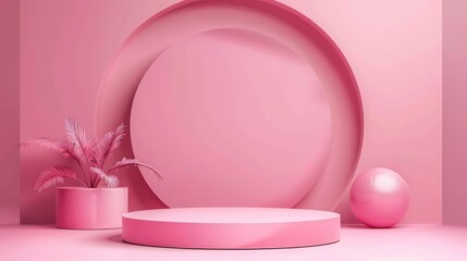 3D background concept. Minimal background, mock up with pink background podium product stage studio 3d light display abstract stand award luxury geometry shape Valentine.futuristic and clean stage 
