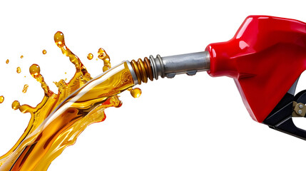 fuel nozzle provides oil isolated on transparent background, oil industry and refuel service concept - obrazy, fototapety, plakaty