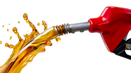 fuel nozzle provides oil isolated on transparent background, oil industry and refuel service concept
