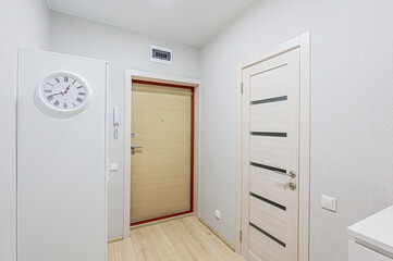 standard room interior apartment. room doors, renovation corridor lobby entrance hall