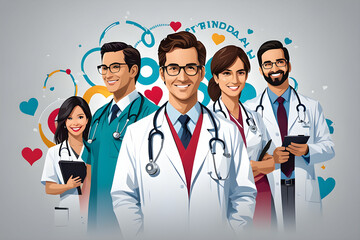 National Doctors' Day is a day celebrated to appreciate and recognize the contributions of physicians to individual lives and communities. Vector illustration 
