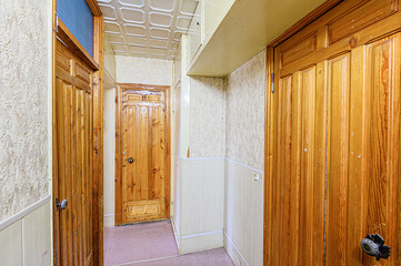 standard room interior apartment. room doors, renovation corridor lobby entrance hall