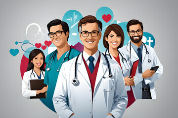 National Doctors' Day is a day celebrated to appreciate and recognize the contributions of physicians to individual lives and communities. Vector illustration 
