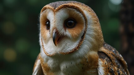 Mesmerizing Close-up of the Common Barn Owl Wisely Observing