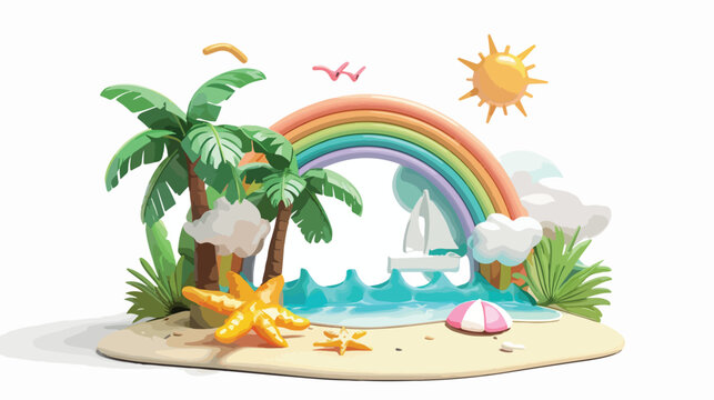 Summer vacation realistic design template. 3d render