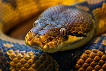 Fototapeta premium Slithering Anaconda snake. Wildlife reptile amazon. Generate Ai