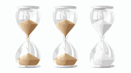 True transparent sand hourglass isolated on white background