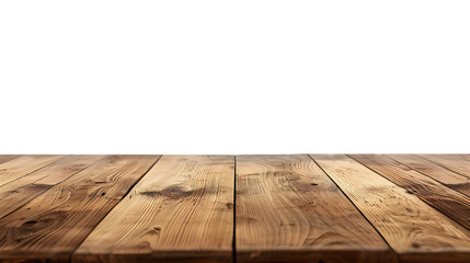 empty Wooden table base side view for product display isolated on transparent background