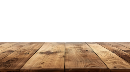 empty Wooden table base side view for product display isolated on transparent background