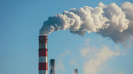 heat power station, a lot of smoke from the chimney, dirty air