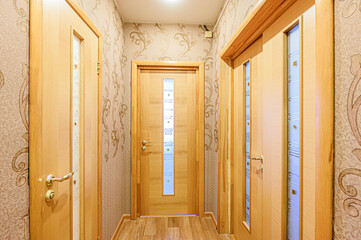 standard room interior apartment. room doors, renovation corridor lobby entrance hall
