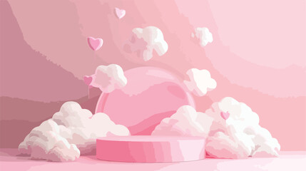 Valentine background vector 3d pink rendering with po