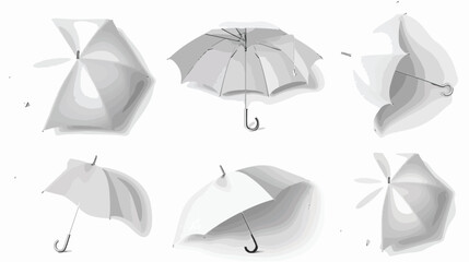 Vector 3d Realistic Render White Blank Umbrella Icon