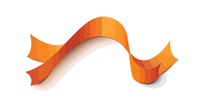 Vector 3d Orange Curved Paper Banner Isolated on white