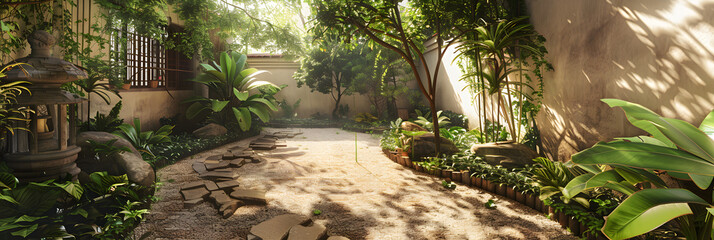 A 3D Journey Through Tranquil Garden Oasis