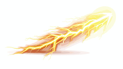 Vector bolt lighting yellow 3d icon. Realistic thunder