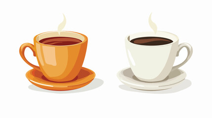 Vector flat icon cup of cafe and tea Flat vector isolated