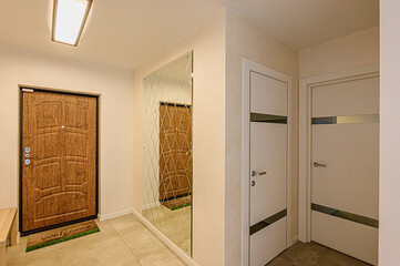 standard room interior apartment. room doors, renovation corridor lobby entrance hall