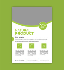 Natural cream and product flyer or organic cosmetic