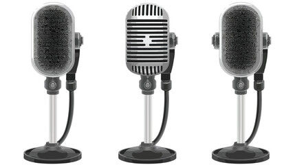 Vintage metal studio microphone isolated on white background