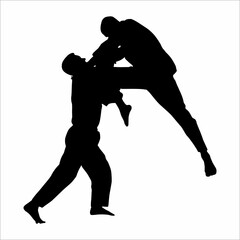 Silhouette of martial arts, karate, silat