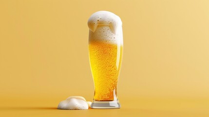 Vector style beer foam, realistic 3D render, perfect for refreshing summer drink ads - obrazy, fototapety, plakaty