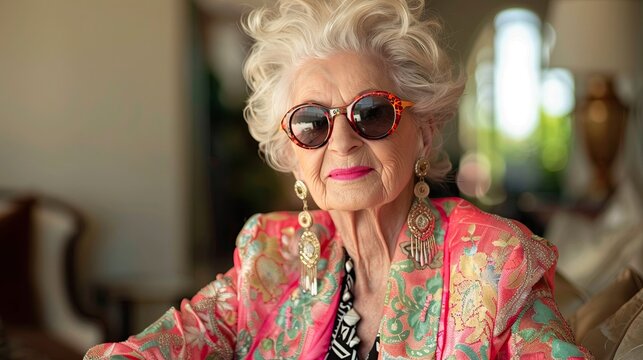 Jet setting senior with fashion forward beauty, globe trotting in style