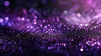 Modern dark purple black glitter sparkle confetti background for happy birthday party invite, Spooky Halloween magic trick treat night, mardi gras, princess, women wedding dance or birthday, Abstract  - obrazy, fototapety, plakaty