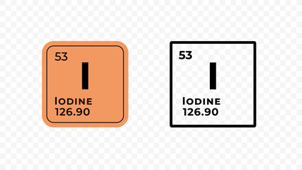 Iodine, chemical element of the periodic table vector design