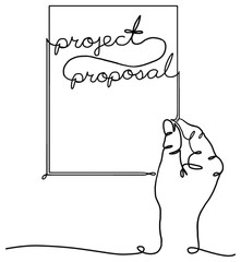 Hand holding Project Proposal - Continuous line art drawing
