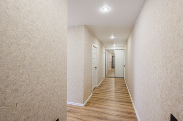 standard room interior apartment. room doors, renovation corridor lobby entrance hall