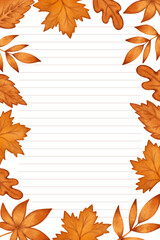 Fall season template blank with autumn leaves frame border