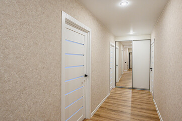standard room interior apartment. room doors, renovation corridor lobby entrance hall