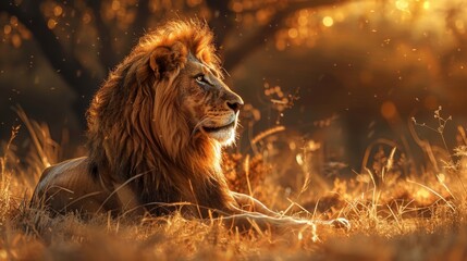 lion predator savanna resting strong - Powered by Adobe