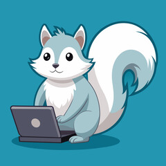 a-smart-squirrel-sits-in-front-of-a-laptop--its-fu