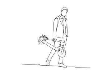 Environmentally friendly transport powered by renewable energy sources and green trasnportation. Pict of man holding electric scooterr. Gyroboard, bicycle, scooter, scooter,skateboard. Vector vehicles