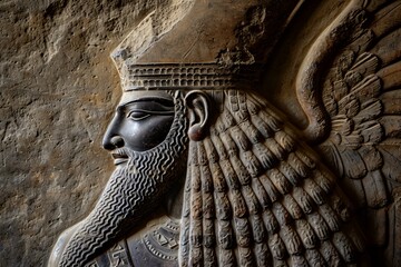 Revered Ancient Sumerian god. Antiquity history religious deity king. Generate ai