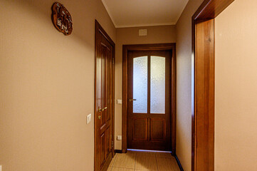 standard room interior apartment. room doors, renovation corridor lobby entrance hall