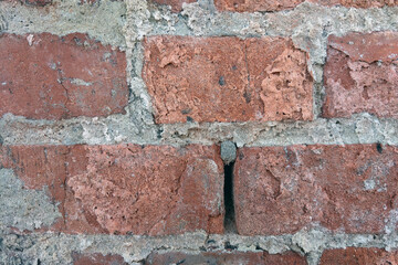 Close-Up of Brick Wall With Crack