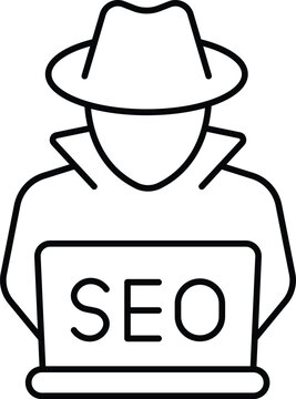 Black hat SEO Line Icon, Editable Vector Stroke.