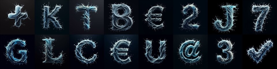 water splash lettering. AI generated illustration - obrazy, fototapety, plakaty