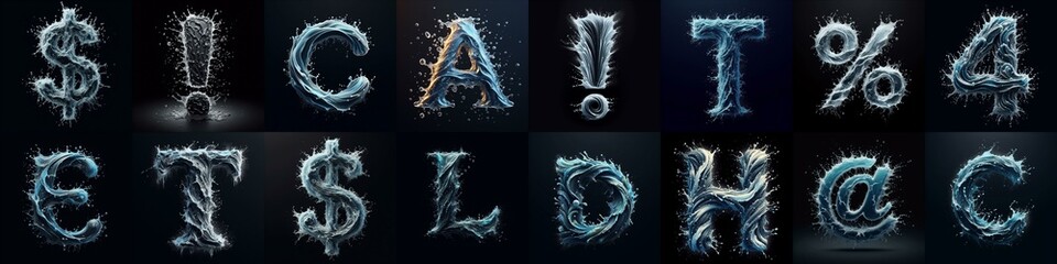 water splash lettering. AI generated illustration