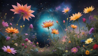 Obraz na płótnie Canvas Celestial-Garden-Ethereal-Celestial-Blooms-Surre-Upscaled