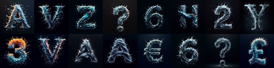 Naklejka premium water splash lettering. AI generated illustration
