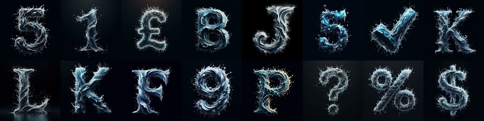 Naklejka premium water splash lettering. AI generated illustration