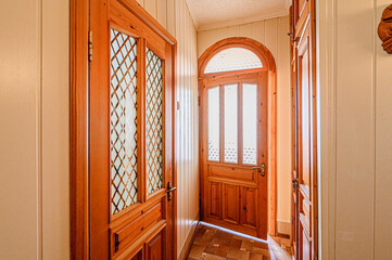 standard room interior apartment. room doors, renovation corridor lobby entrance hall